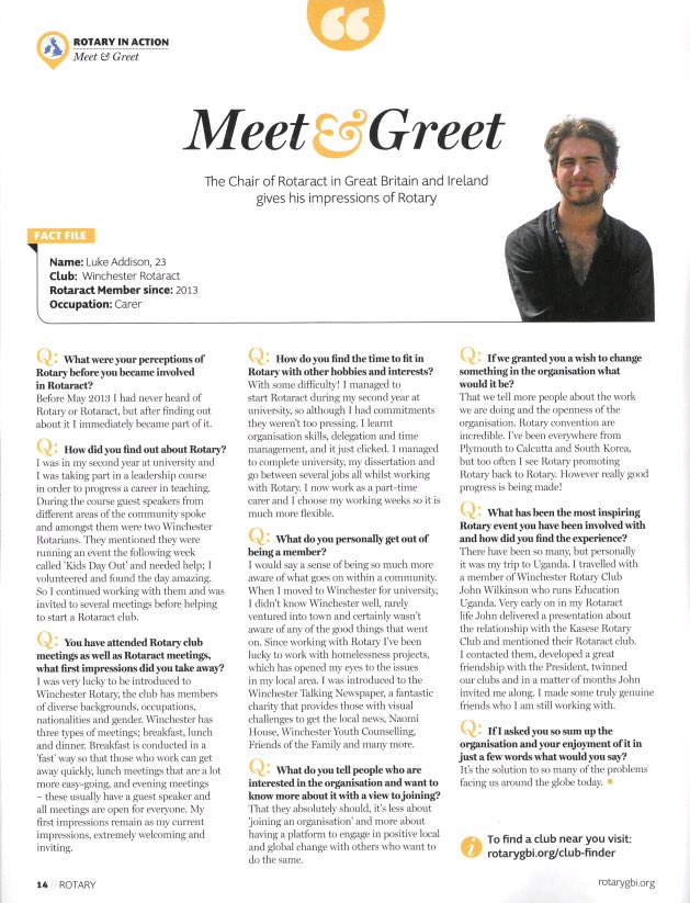 Great interview with new <a href="/RotaractGBI/">Rotaract Great Britain and Ireland 🇬🇧🇮🇪</a> Chair, Luke Addison, in latest issue of <a href="/RotaryGBI/">Rotary GB & Ireland</a> magazine! #Rotary #Rotaract