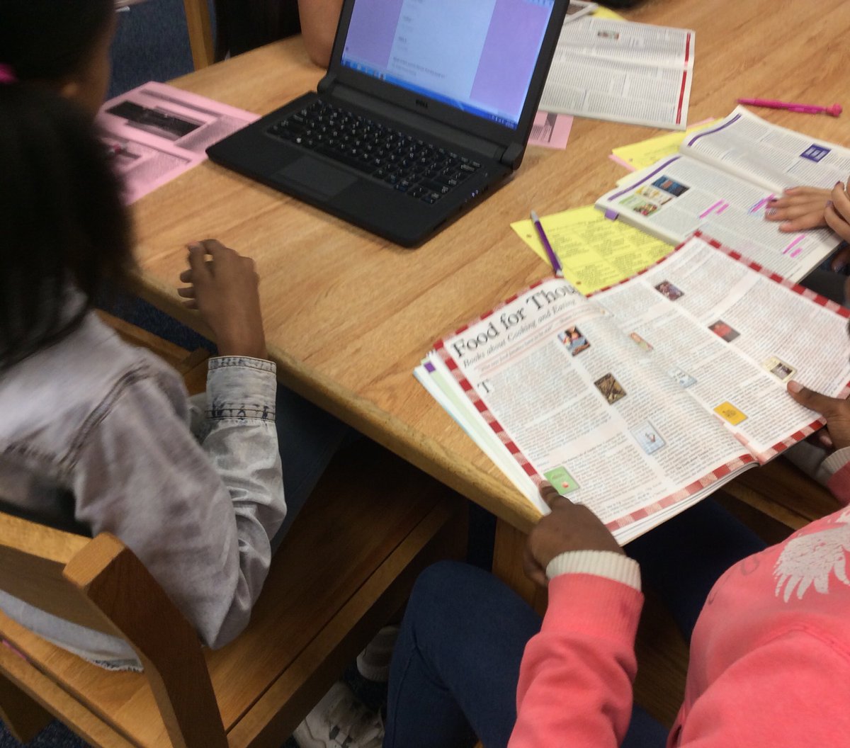 ommsmedia's tweet photo. 7th grade digging through review journals to find great new books for our library. @sljournal @voyamagazine #hcpss https://t.co/enm8AjPTNd