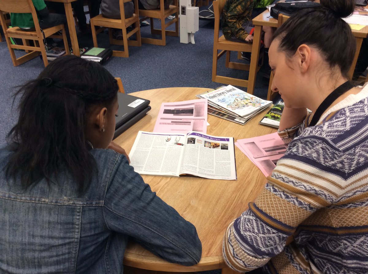 ommsmedia's tweet photo. 7th grade digging through review journals to find great new books for our library. @sljournal @voyamagazine #hcpss https://t.co/enm8AjPTNd