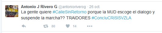 sanchezver801's tweet photo. es verdad esta MUD es traidora, se repite la historia del #1S engañando al pueblo inconforme #VenezuelaCalleSinRetorno #MUDTraidora https://t.co/a1jgZsnMdz