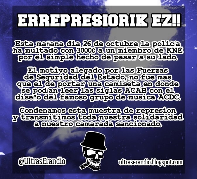 UltrasErandio's tweet photo. Errepresiorik ez!! https://t.co/rzFKI8IMj9