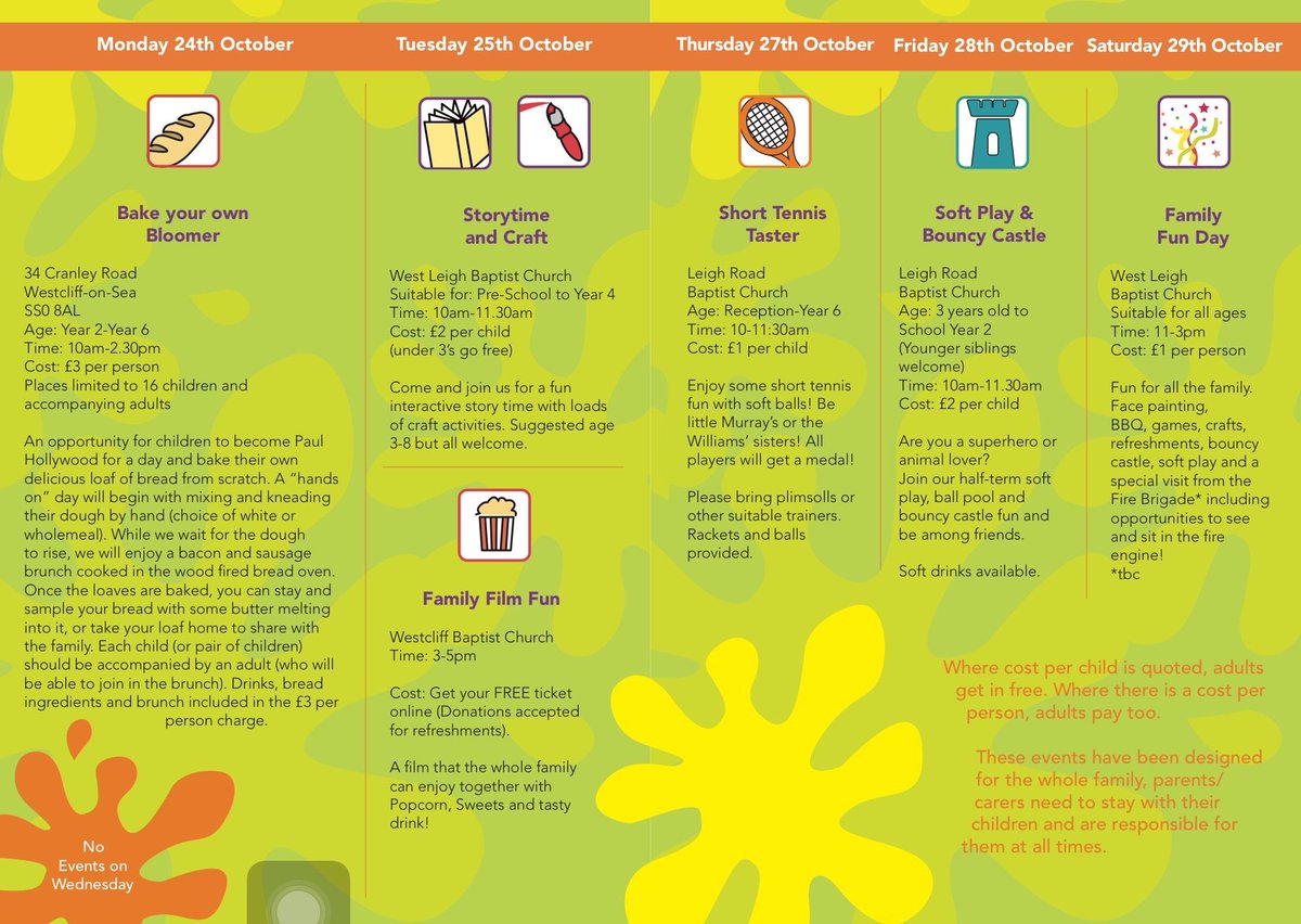 ChildFestSOS's tweet photo. Here's a little breakdown of what's still to come at #LeighOnSea & #WestcliffOnSea #ChildFest - book in! https://t.co/UAcFUe3LA1 https://t.co/5EwSiDzMaj