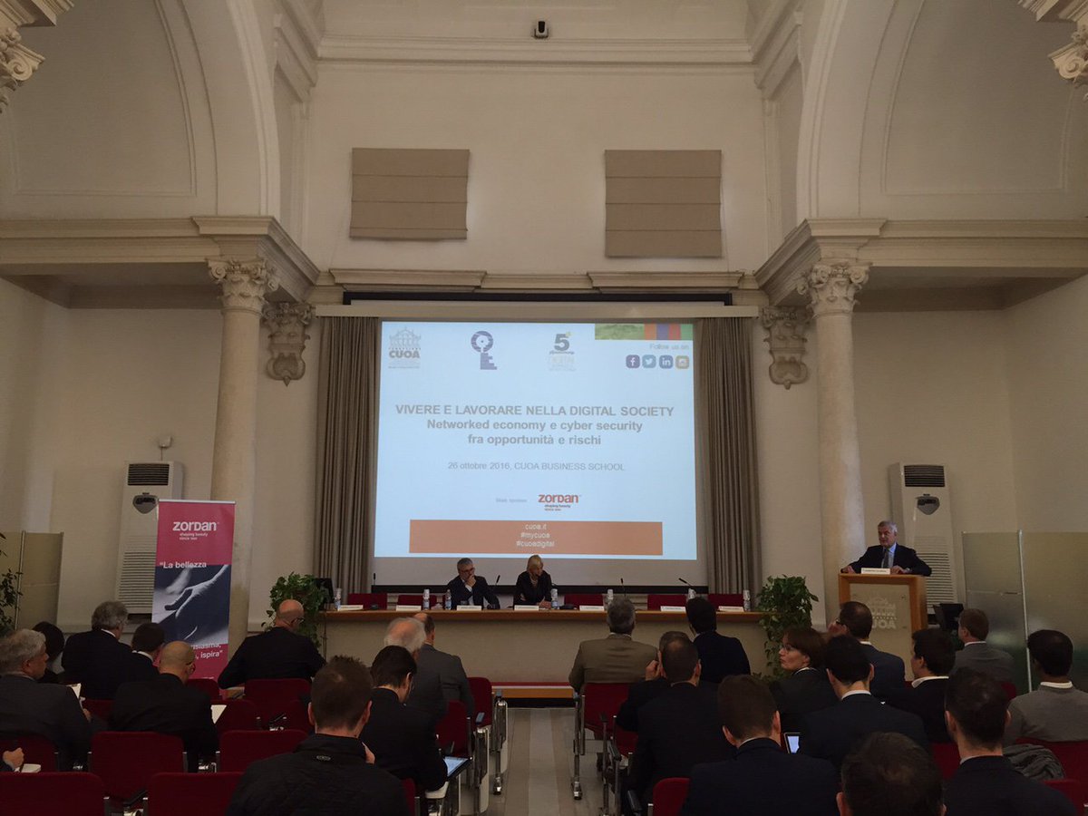 FondazioneCUOA's tweet photo. Oggi il Convegno "Vivere e lavorare nella digital society" sui temi #Networkedeconomy e #cybersecurity! #mycoa #cuoadigital https://t.co/hZEN7WyjIm