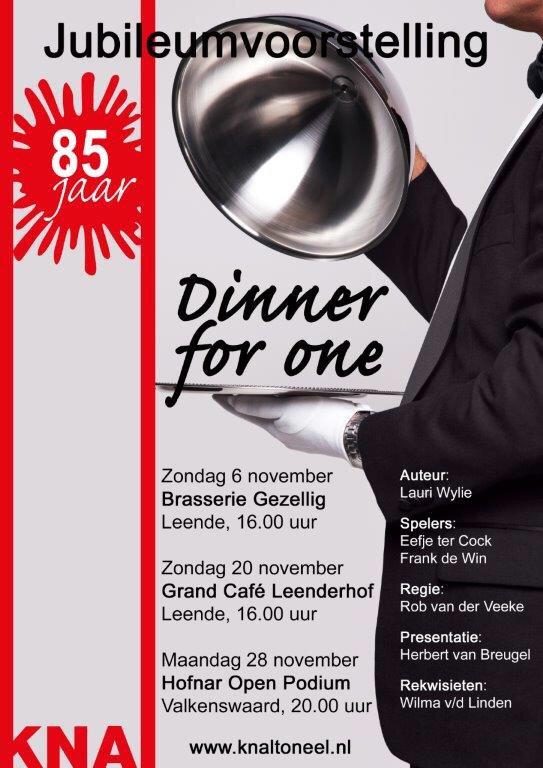 Onze versie van de beroemde, komische korte sketch van L. Wylie #Dinnerforone. #Leende #Valkenswaard Komt dat zien!