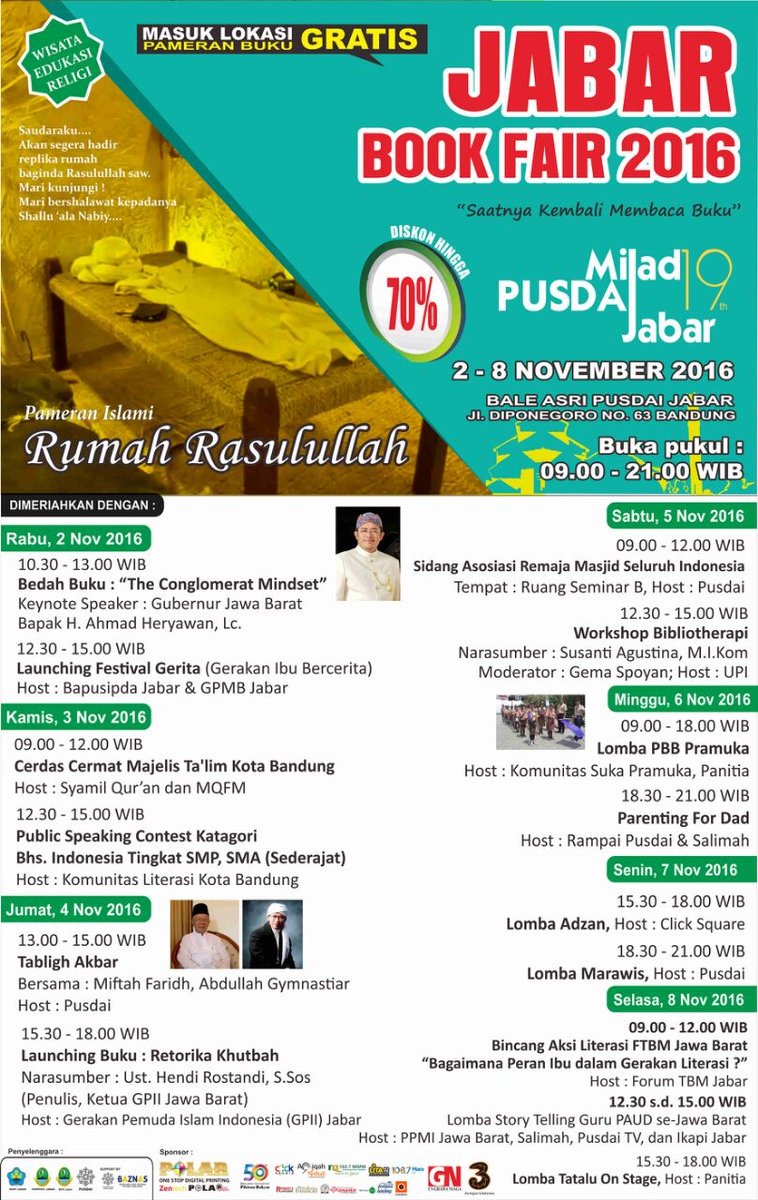 erinriswanto's tweet photo. Jabar Book Fair 2016"Launching Buku : Retorika Khutbah,Hendi Rustandi (penulis)"BaleAsri Pusdai Jabar
Jum'at, 4 Nov 2016 pkl 15.30-18.00wib https://t.co/sHtDeqNh9P
