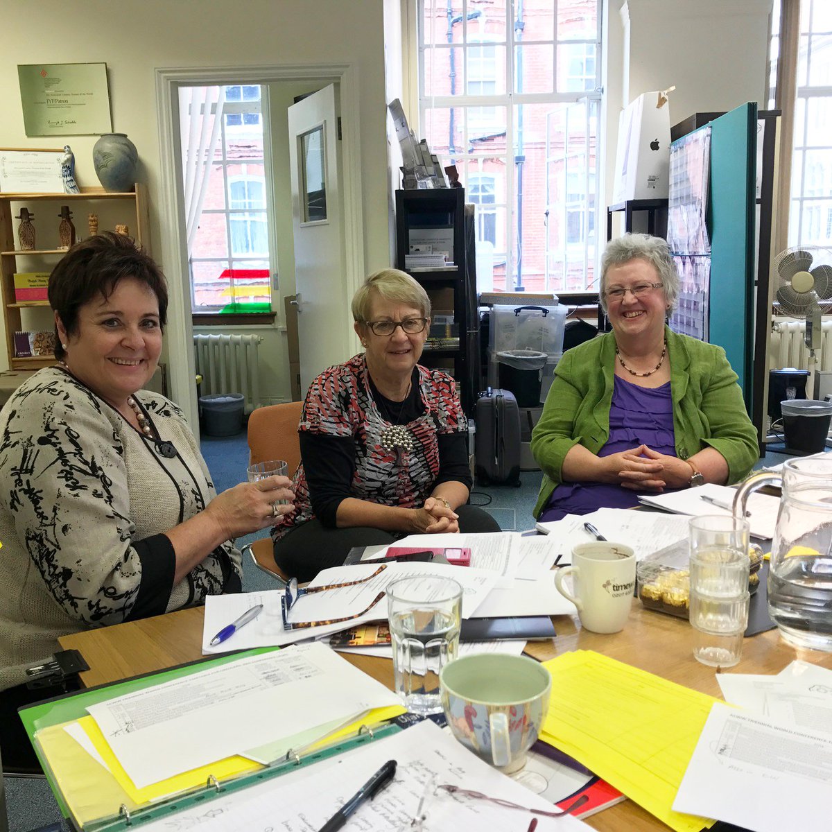 acww_projects's tweet image. ACWW World President Ruth Shanks AM with Conference Committee Chairman Henrietta Schoeman &amp;amp; member Sue Watkins at Central Office #WeAreACWW