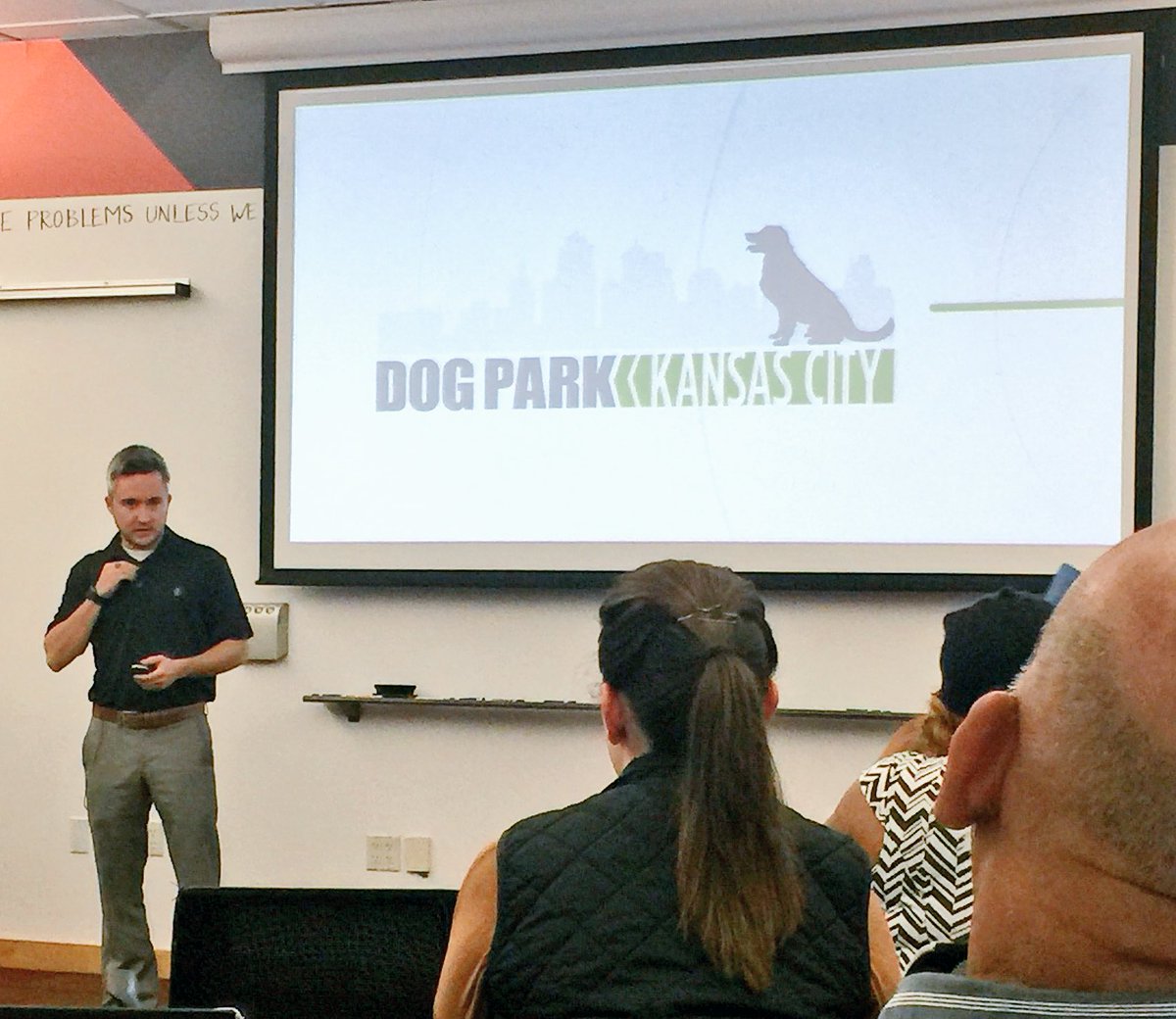 BioNexusKC's tweet image. Great presentation by @DOGparkKC at @1MillionCups @KauffmanFDN -- a dog park that combines human and animal social activities!