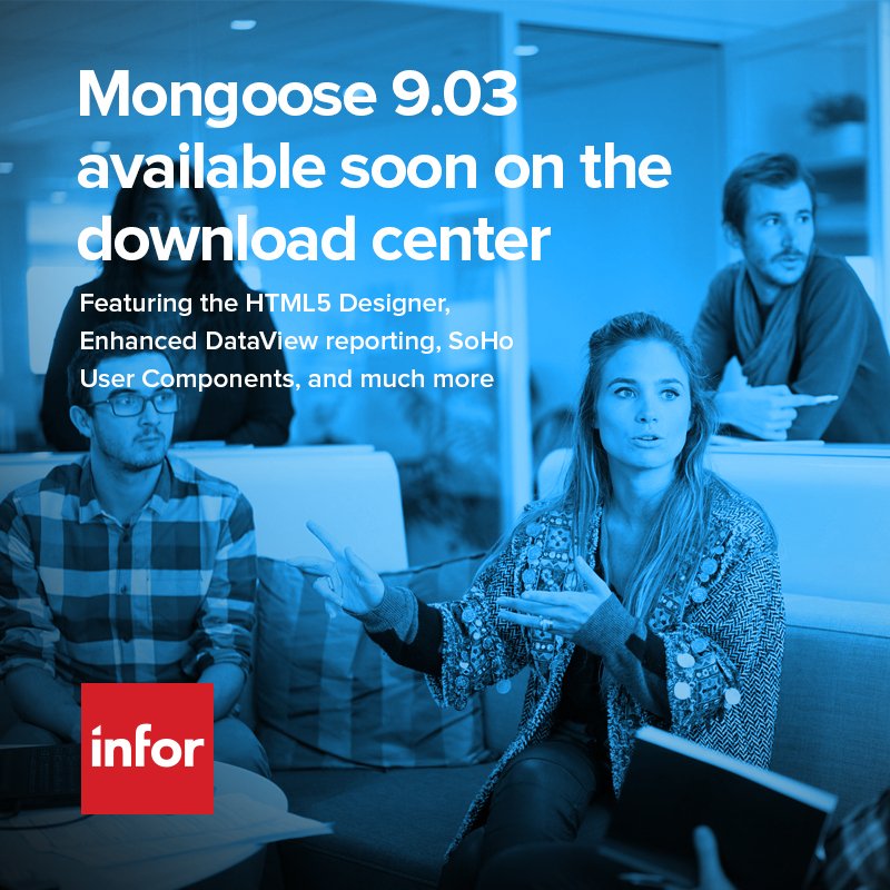 InforMongoose's tweet image. Mongoose 9.03 coming soon to the download center featuring the HTML5 Designer, Soho User Components, and much, much more.