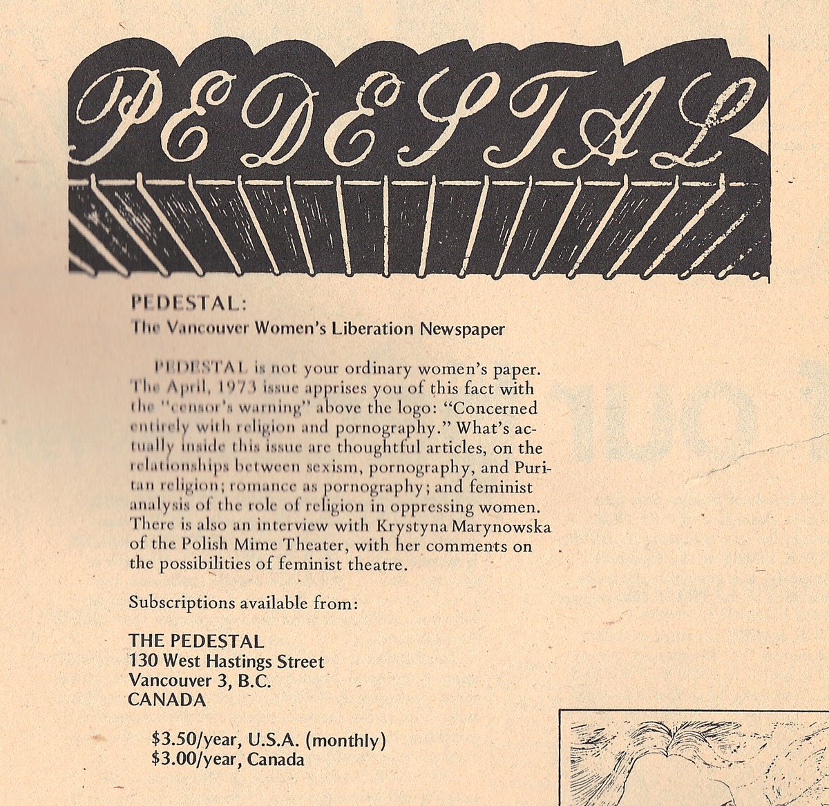 moss_bischoff's tweet photo. @anne_roberts_bc Looking for original copies of The Pedestal for a Vancouver Women's Bookstore recreation... any ideas? https://t.co/P7FwqYusvv