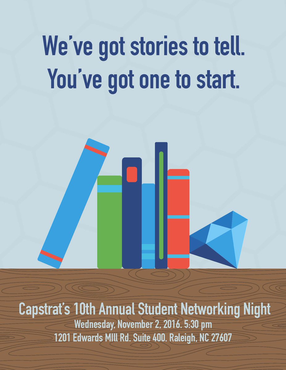 Join us next Wednesday for our 10th Annual Student Networking Night! Hear from Capstrat employees and clients. Food will be provided!