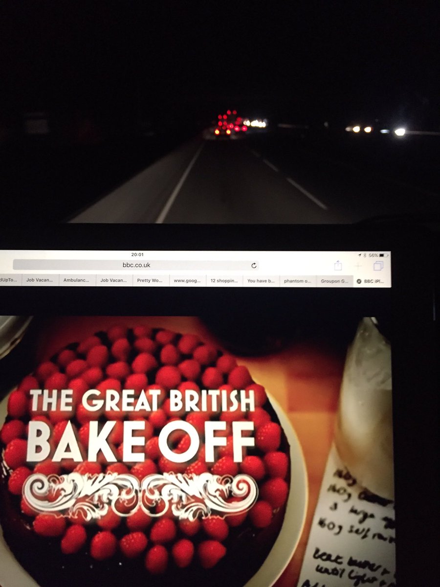 #GBBOFinal broke down on m25  so having to watch on iPad - where there's a will