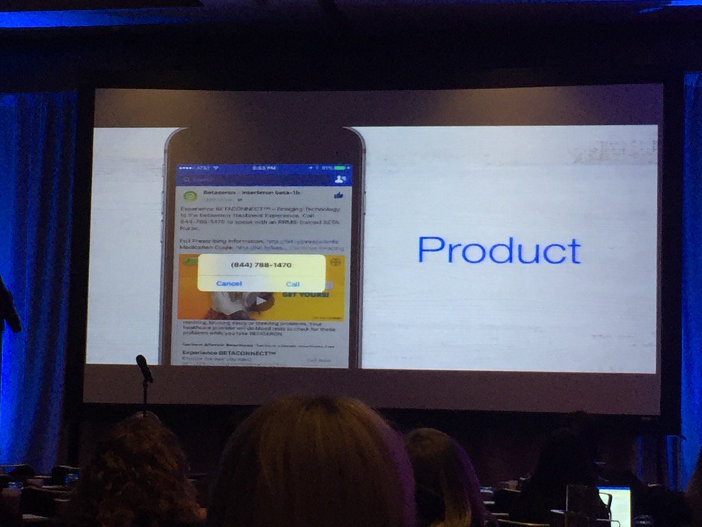 meredithressi's tweet photo. Facebook announces scrolling ISI in ad with click to call #digpharm https://t.co/Hi4UY2UY9l