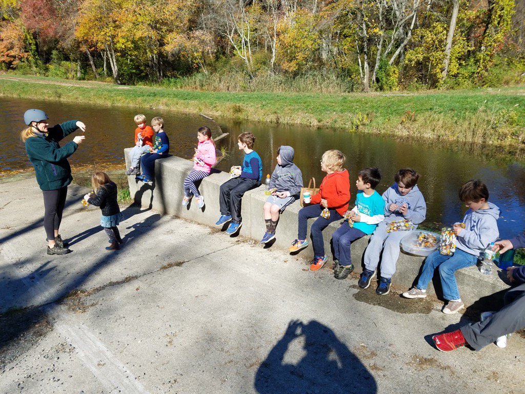 A Great Gathering of autumn cyclists enjoying a snack after biking the Wenham Canal.  Thank you to our hosts!