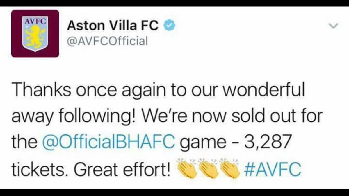 giftidea01's tweet photo. Great effort from the Villa fans 360 mile round trip for a game on a Friday night that's live on Sky Sports 👏👏#notjustatvshow https://t.co/okxW6vW1BM