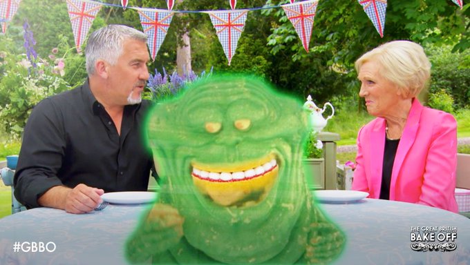 You know you’ve watched too much #GBBO when a Victoria Sponge reminds you of Slimer from Ghostbusters… #GBBOFinal https://t.co/KCT1BjjWtp