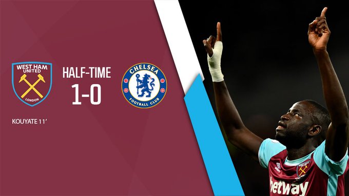 .@PapiCheikhous early header gives us a half-time lead #COYI #WHUCHE https://t.co/eQ50IxuVOL