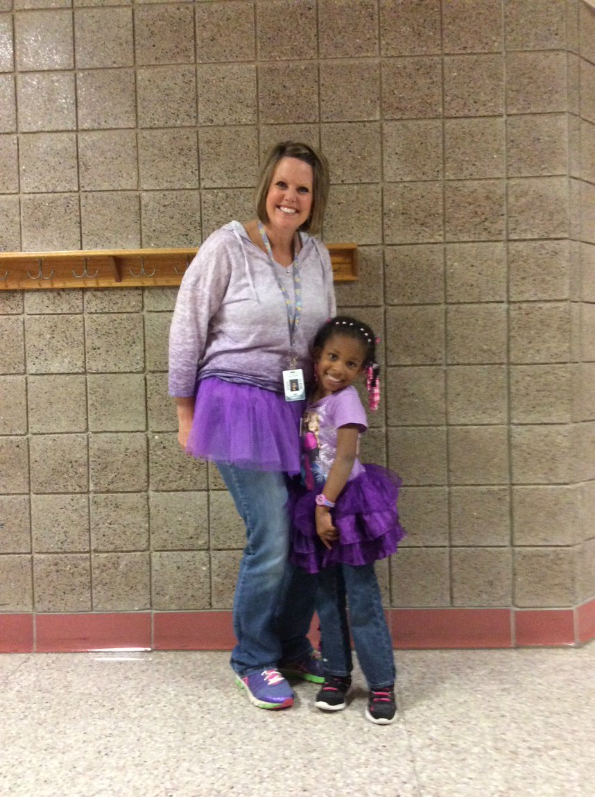 PrincipalTTT's tweet photo. Look at these two purple princesses on Purple Day in kindergarten at Fernbrook.  Positively perfect Purple people! https://t.co/LNScftyxVq