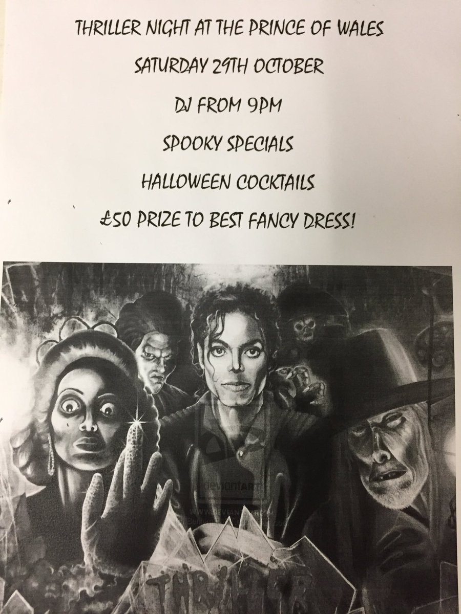 PrincePrincePub's tweet photo. Who's joining us this Saturday? #Halloween #party #spooky #scary #cocktails #frightnight #thriller #dj #sheffield https://t.co/rJql8znKXk