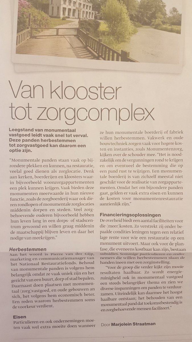 CoolsFleur's tweet photo. Van klooster tot zorgcomplex, prachtig monumentaalvastgoed project Hunderen nu in het FD https://t.co/7BTt89QMT9