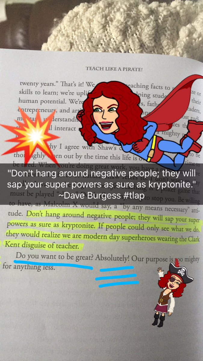 TaraMartinEDU's tweet photo. Home with a sick boy... So...create #tlap #BookSnaps 💥 "Don't hang around negative people; they will sap your super powers..." @burgessdave https://t.co/rqeuunLIBH