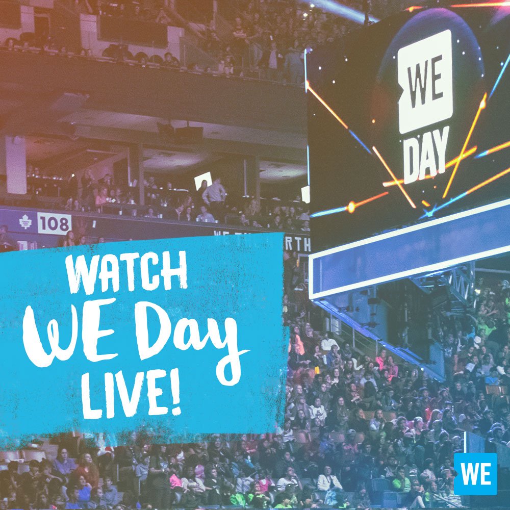 WEMovement's tweet image. Not at #WEDay #Alberta? No worries! You can watch the live webcast at 9:45 am MDT, 11:45 am ET via bit.ly/WatchWEDayAB