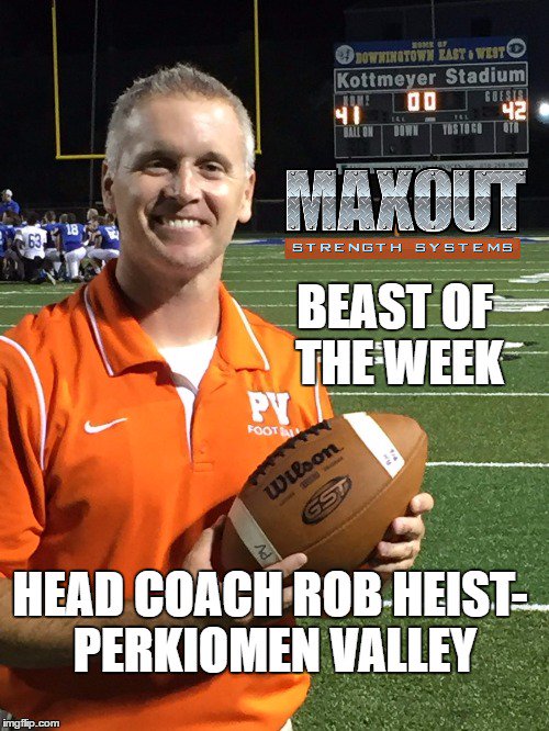 MaxOutStrength's tweet photo. Our other #BeastOfTheWeek is PV HC Rob Heist for his sportsmanship vs Methacton! #BarwisMethodsTowers #MaxOutStrength @vikings_pv @GreshIII https://t.co/NdUXfd6GR6