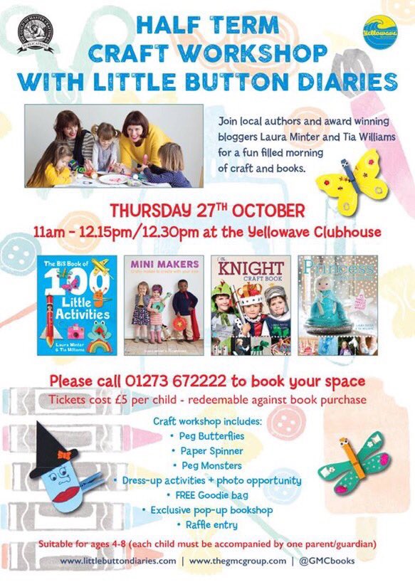 Come along to our #halfterm kids craft workshop TOMORROW <a href="/Yellowave1/">Yellowave</a> #brighton T: 01273 672222 to sign up <a href="/GMCbooks/">GMC & Button Books</a>