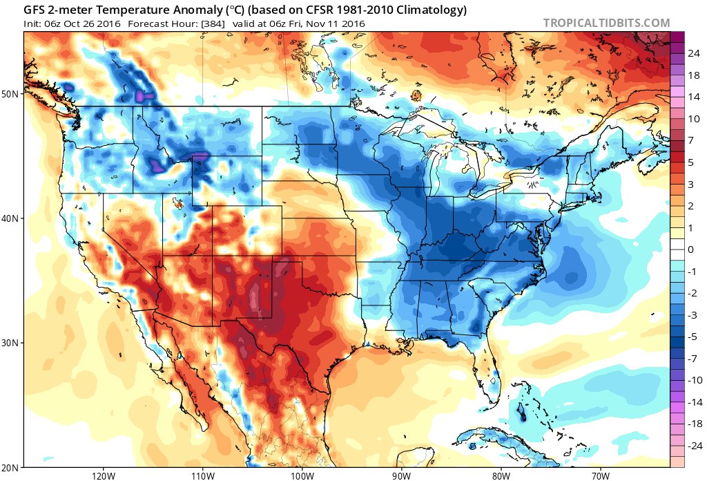 wxchandler's tweet image. As 80s are expected over the next couple of weeks, a pattern change should come in Early-Mid November. #fallwhat
