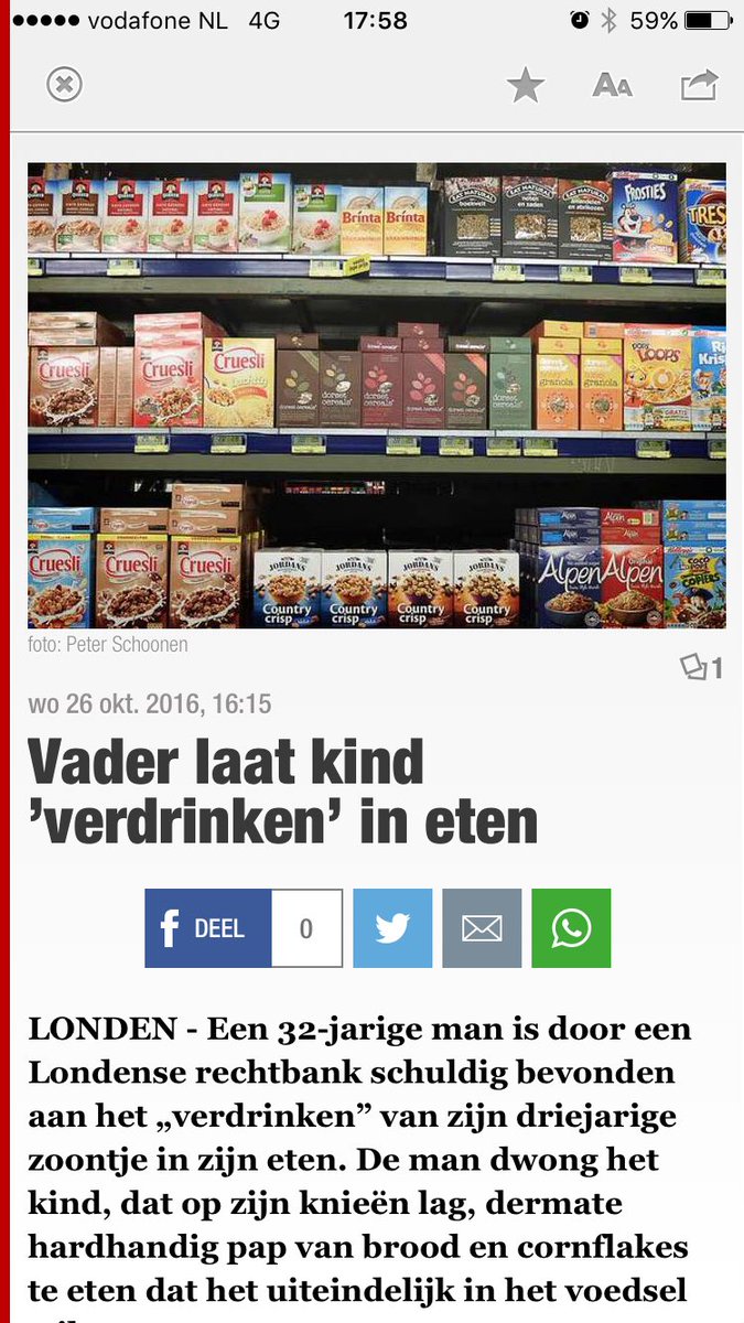 Wat een rare foto bij dit bericht van de Telegraaf...blijkbaar is in Engeland de Brinta 'a vaste lage prijs'