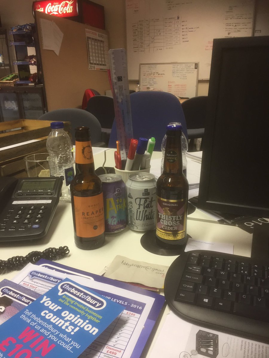 WDSGroupLtd's tweet photo. Late one at the office this evening. At least I've got some good company @ThistlyCross @AlphabetBrewCo @GhostBrewing #officeface https://t.co/ncvzlryVpk
