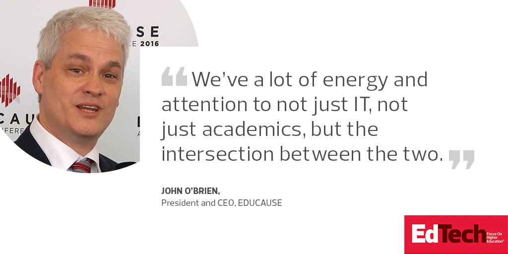 EdTech_HigherEd's tweet photo. Amid a packed conference agenda, @EDUCAUSE CEO John O'Brien says #cybersecurity is top of mind this week https://t.co/Fzqw9fZJMx #EDU16 https://t.co/yOPmhzl50E