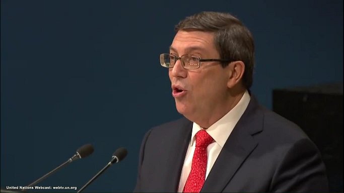 EmbaCubaUS's tweet photo. #Cuba Chancellor: #Blockade is the main obstacle to the economic &amp; social development of our people #MyVoteVsBlockade #WorldvsBlockade https://t.co/H3Mhd8p07I