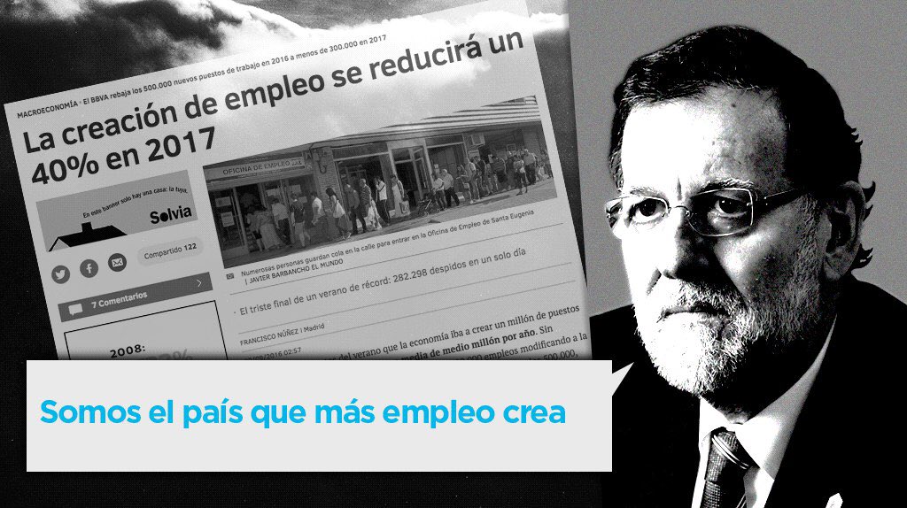 PSOE's tweet photo. Somos el país que peor empleo crea y que más rápido lo destruye #investidurarajoy https://t.co/X8zB0aV9cf