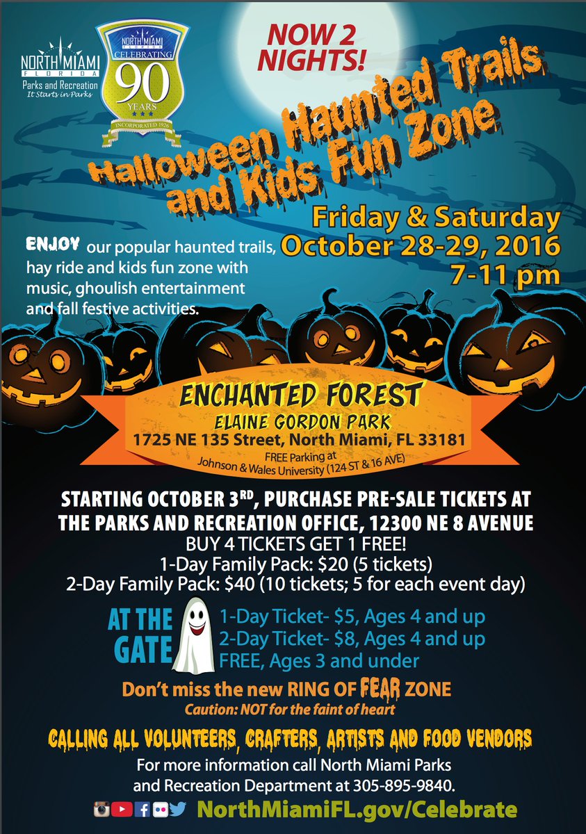 MiLaApartments's tweet photo. Our apartments announce, "2016 - Halloween Haunted Trails and Kids Fun Zone." by North Miami Parks and Recreation https://t.co/UyHN4Z6JSo https://t.co/cVKDg53lsE
