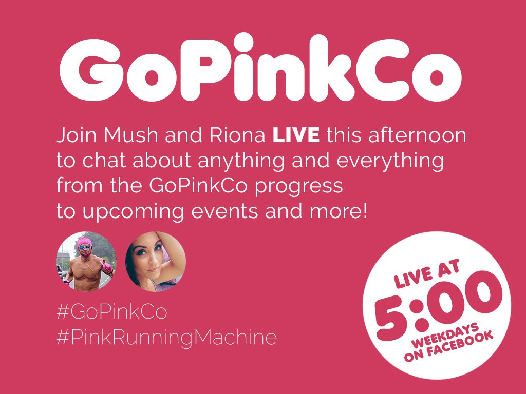 LIVE NOW!  - facebook.com/GoPinkCo/video… - #GoPinkCo #PinkRunningMachine #MentalHealth