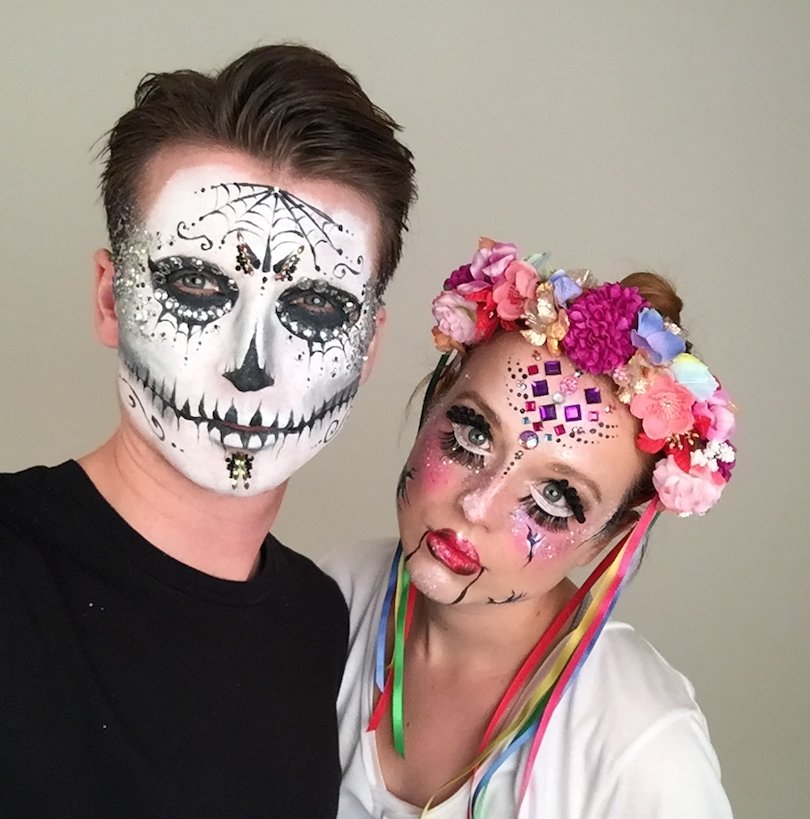 WATCH: How to do a creepy doll and glitter skull Halloween makeup trib.al/Zo1hVP4
