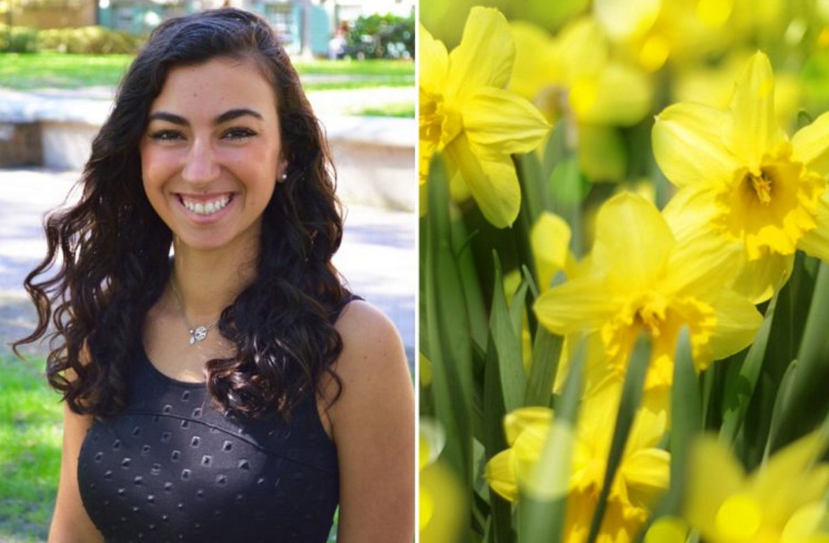 CofC's tweet photo. Student Samantha Krantz plans to plant 1,800 daffodils alongside the Holocaust Memorial in Marion Square. https://t.co/PDHRXwEjQ3 https://t.co/ZT573NVC9W