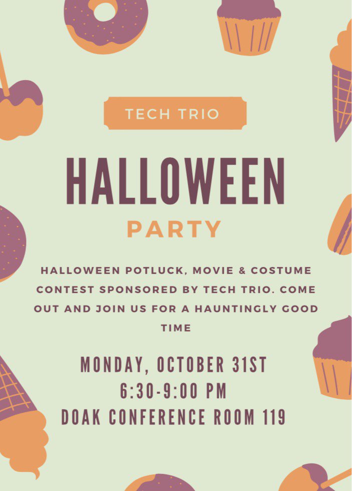 TTU_TRiO_SSS's tweet image. Less than a week until our #Halloweenparty! Join TECH TRIO, next Monday night for some Halloween filled fun! #techtrio