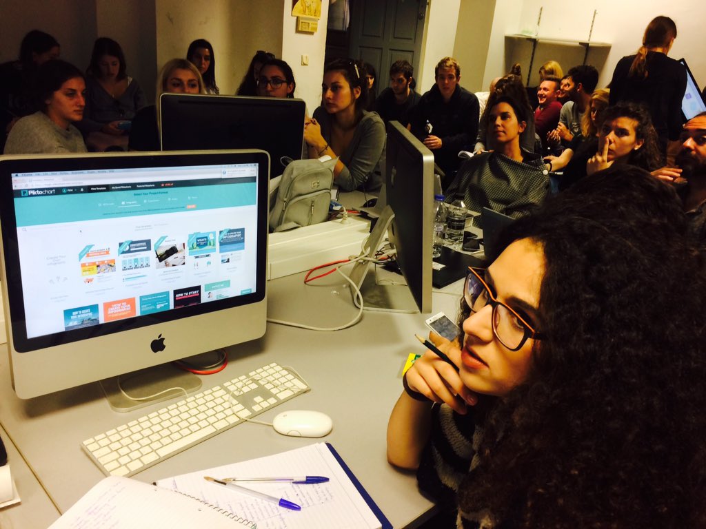 tsakarestou's tweet photo. Digital storytelling through info graphics  workshop  #piktochart w/ @vasplgs #ADandPRLAB digital expert student #P2P #StudentLeaders https://t.co/gETUpBfRrD