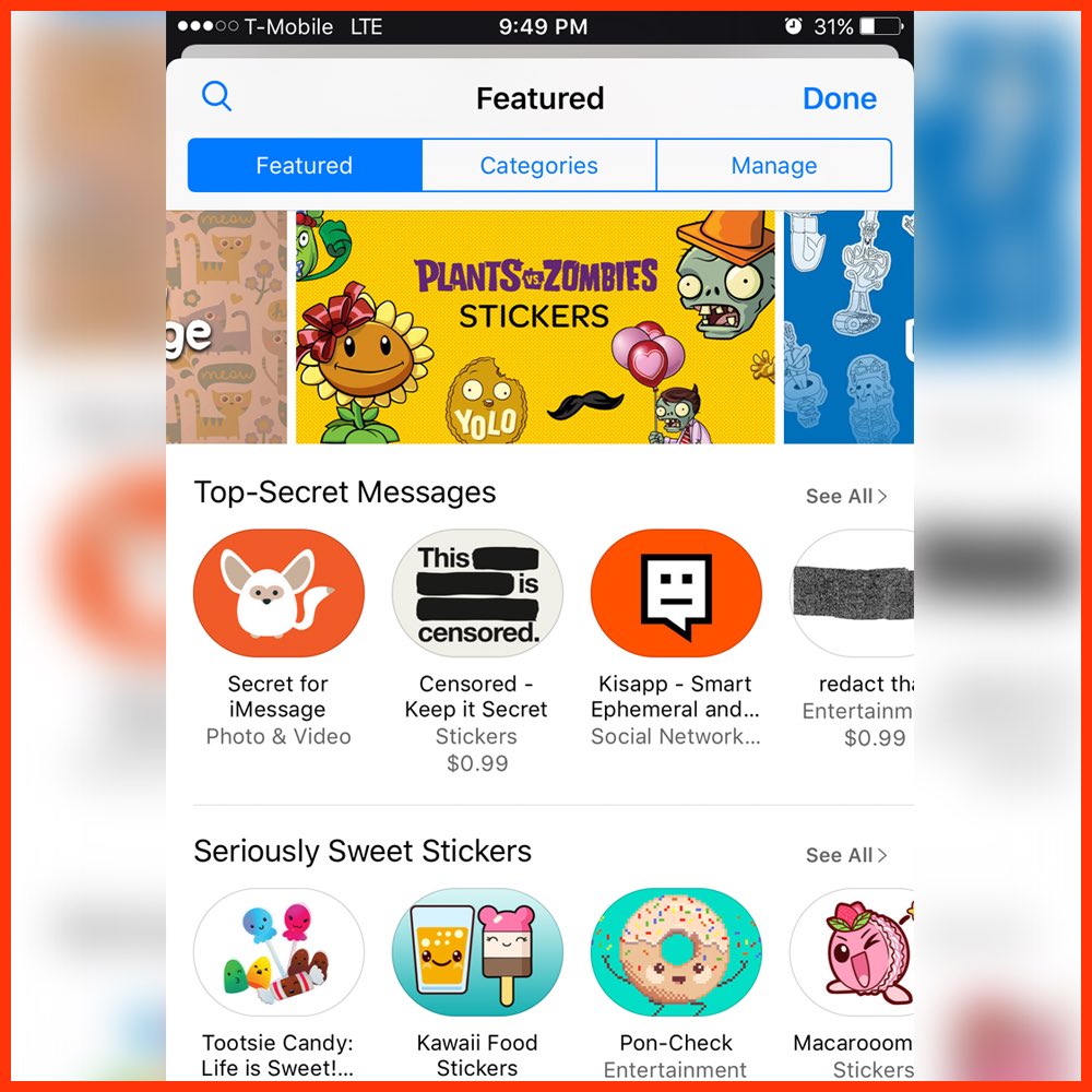 elmerm's tweet image. Stoked to see our app Secret featured in the front of the iMessage App Store this past week. No wonder downloads spiked. 🤗 #imessage #koder