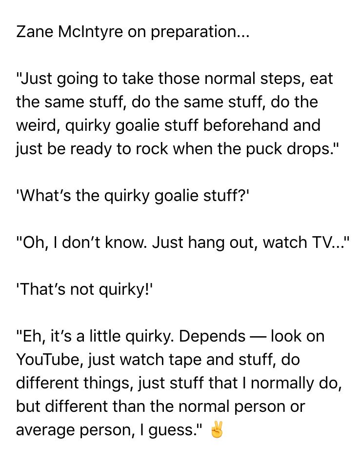 Great exchange during McIntyre's media scrum this morning. #goalies https://t.co/g2SfaYqQr1