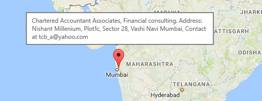 CharteredAccountant associates #startups firm at NaviMumbai mapped <a href="/Zipdroplets/">zipdroplets</a> #MapOfOpportunities Do contact them 4any finance consulting