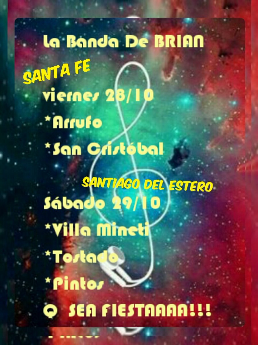 Nube_1981's tweet photo. ESTE FINDE LA #BANDADEBRIAN EN SANTA FE Y SANTIAGO DEL ESTERO 
VAMOS Q SEA FIESTAAAA 🎤🎶💜🎉 @BLanzelottaOK @ArismendiNestor @salvacolman1 https://t.co/P8EmvtypGJ