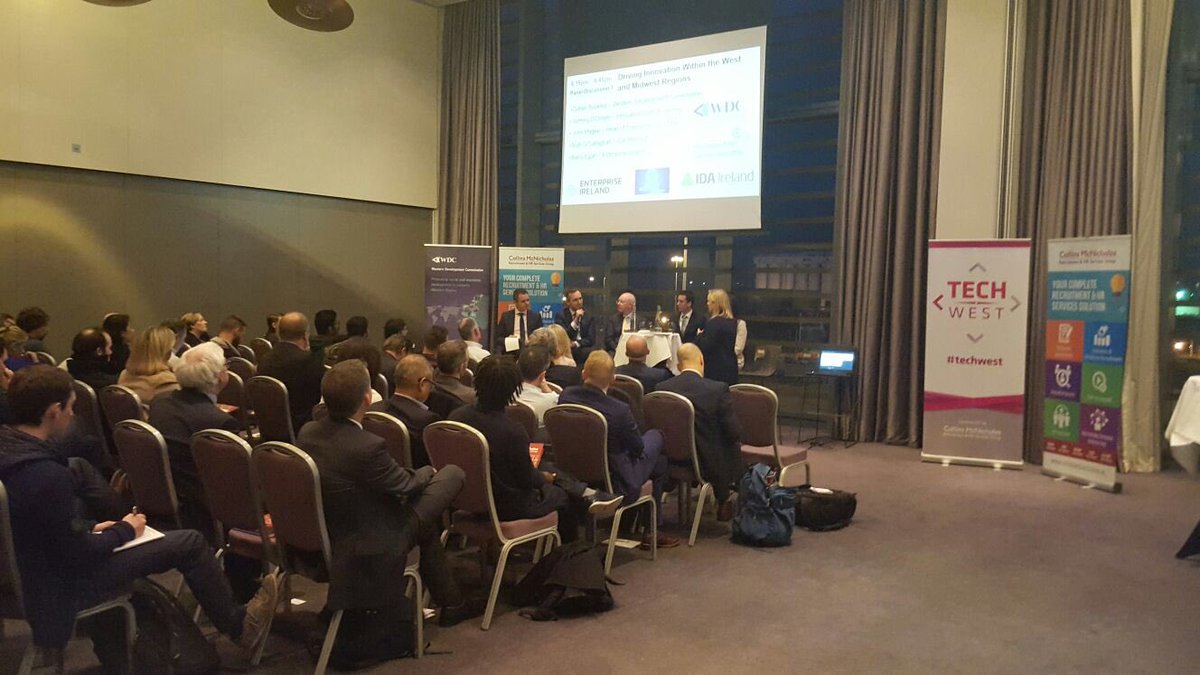 AIBBiz's tweet photo. Our own @johnnyodwyer speaking now at #TechWest. Crowd looking engaged! #backedbyAIB https://t.co/2u3THJovRq