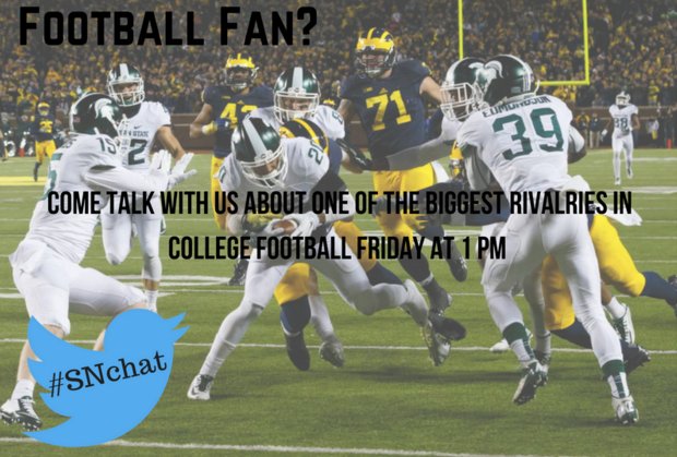 thesnews's tweet photo. Think you’re expert on Spartan Football? Test your knowledge this Friday during our #SNChat at 1pm. https://t.co/bWK7UqW2BY