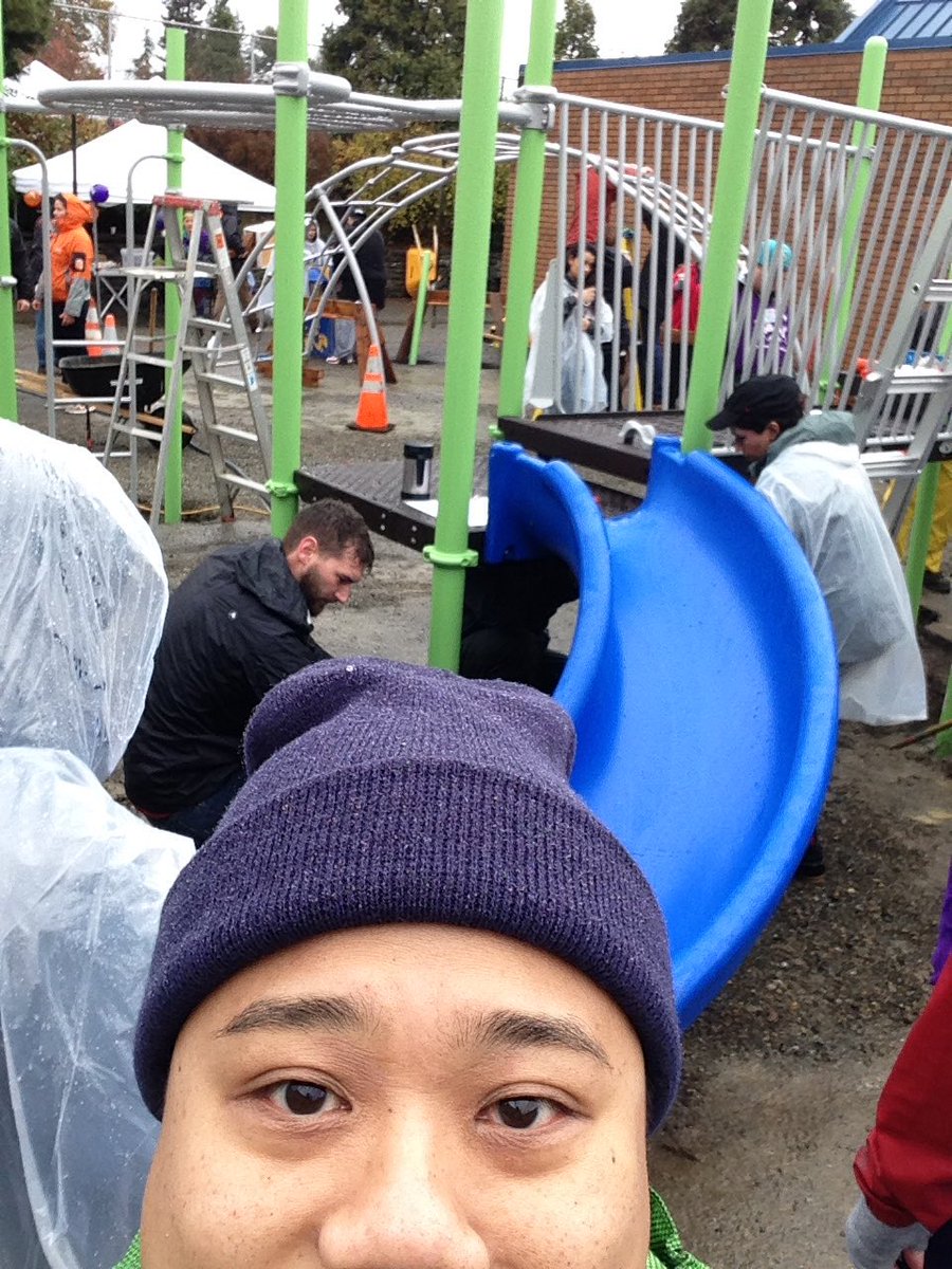 Build a playground in one rainy day at Beacon International Elementary:)