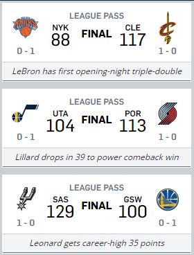 Lo de #Cavs se esperaba en la entrega de su anillo #Lillard haciendo lo suyo #Spurs con Kawhi enorme sorprendiendo en casa a #Warriors #NBA