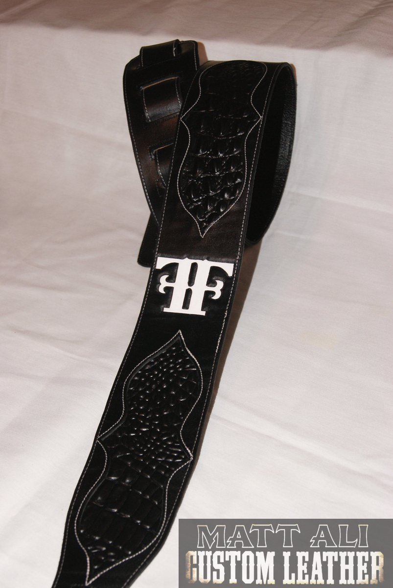 mattalileather's tweet photo. New Album, new guitar strap!  Bad ass custom design for @TheFrankFoster Good call on the black and white Hoss! https://t.co/J1VtliLvtf