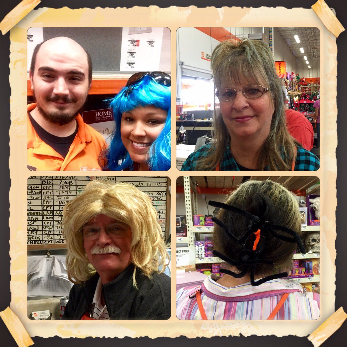 JanelleBishop15's tweet photo. #2016CAM #spiritweek Crazy Hair day!! Even had MET, service desk and COS Support! @lumbeelady2004 @JacobRobertsTHD @THDBecky31 https://t.co/D4tQQ53skr