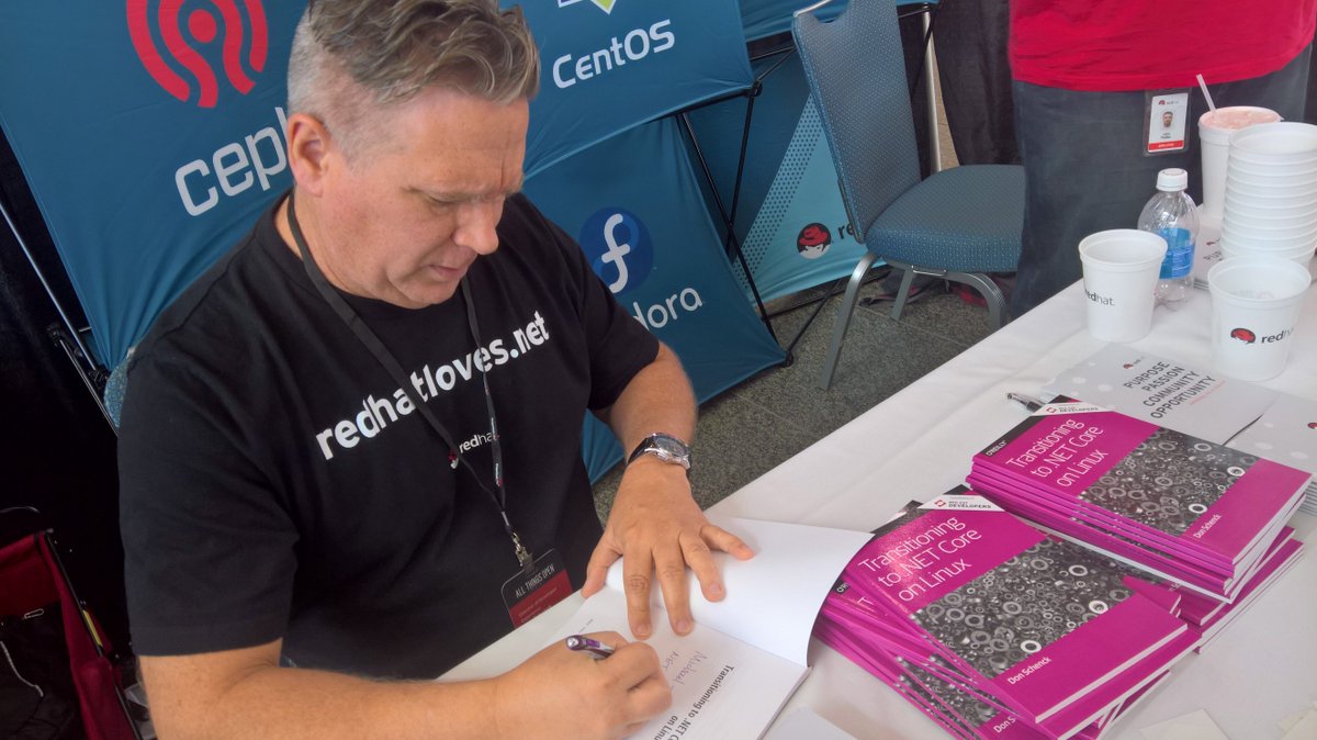 DonSchenck's tweet image. Signing books, as you do. #ATO2016 #dotNETonLinux